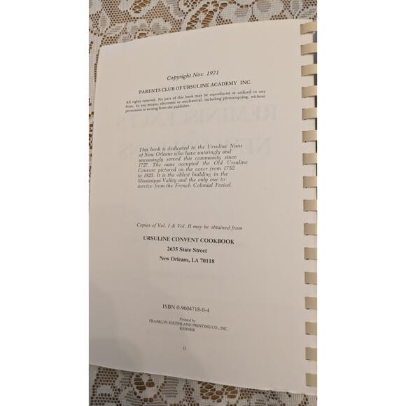Recipes and Reminiscences of New Orleans, Spiral Bound, Excellent Condition - Picture 4 of 7